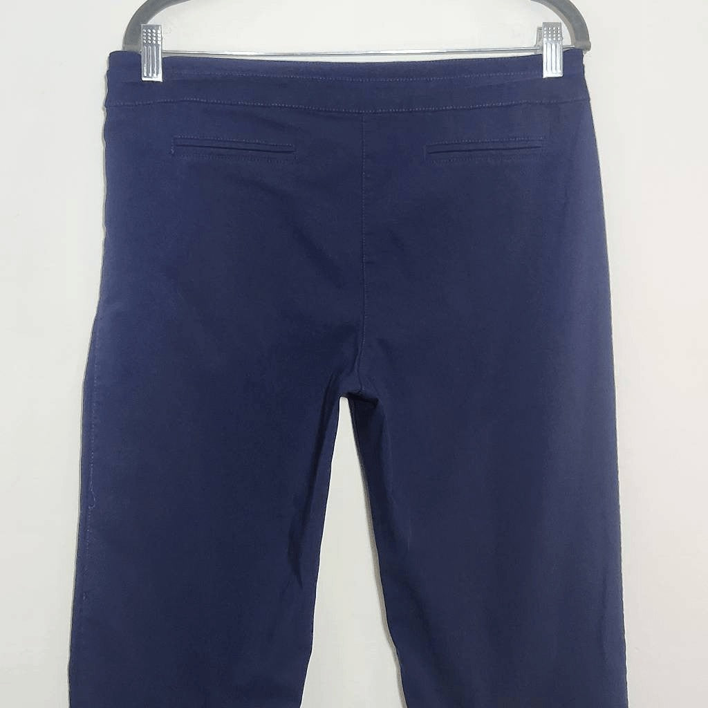 Valerie Stevens Navy Fitted Ankle Pull-on Pants Size 12 Preppy Navy Ankle Pants
