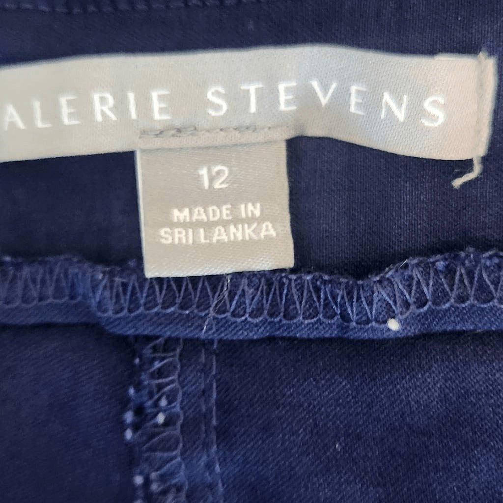 Valerie Stevens Navy Fitted Ankle Pull-on Pants Size 12 Preppy Navy Ankle Pants