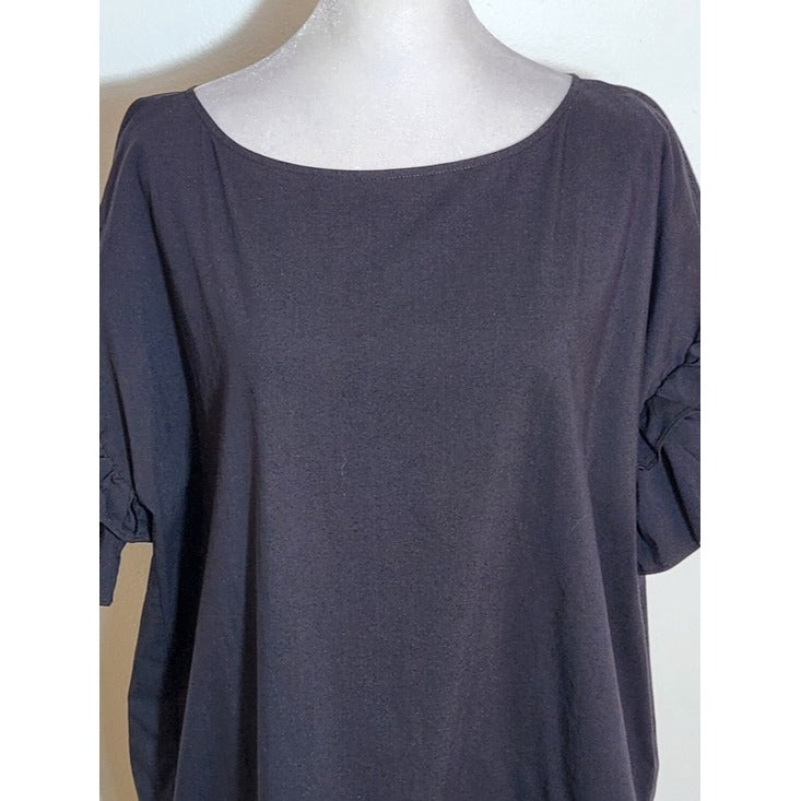 Belle Sky Black Ruffle Sleeve Blouse Size Medium