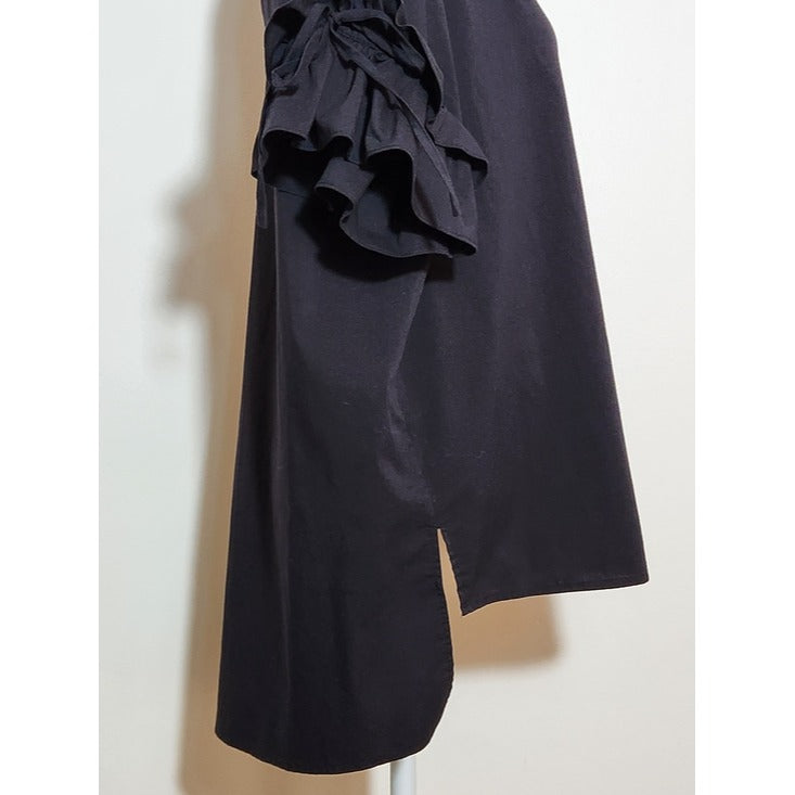 Belle Sky Black Ruffle Sleeve Blouse Size Medium