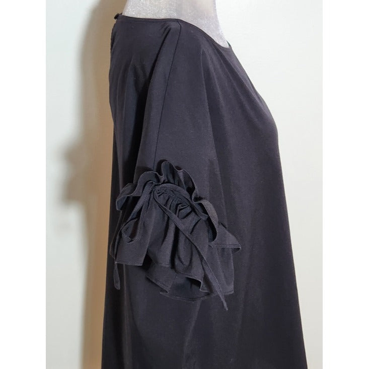 Belle Sky Black Ruffle Sleeve Blouse Size Medium