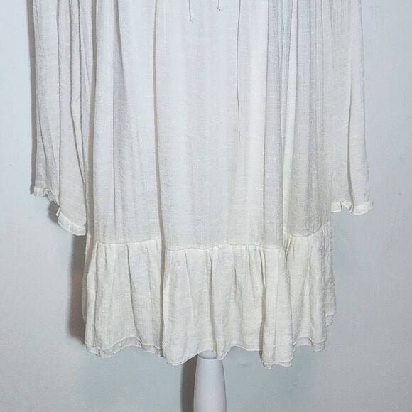 J. Gee Cream Boho Mini Dress Size Large Ivory Lace Shift Style Boho Dress New
