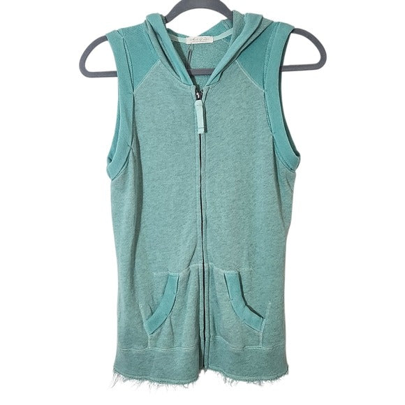 Mododoc Green Athleisure Zip-Front Hooded Vest Size Small