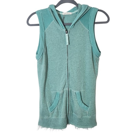 Mododoc Green Athleisure Zip-Front Hooded Vest Size Small