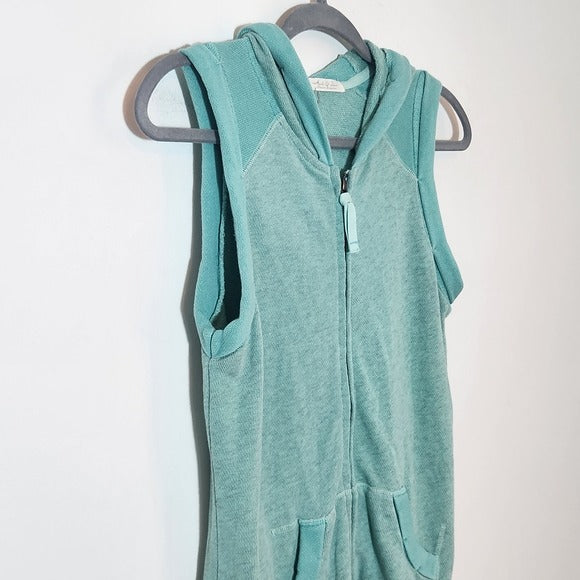 Mododoc Green Athleisure Zip-Front Hooded Vest Size Small