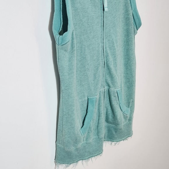 Mododoc Green Athleisure Zip-Front Hooded Vest Size Small