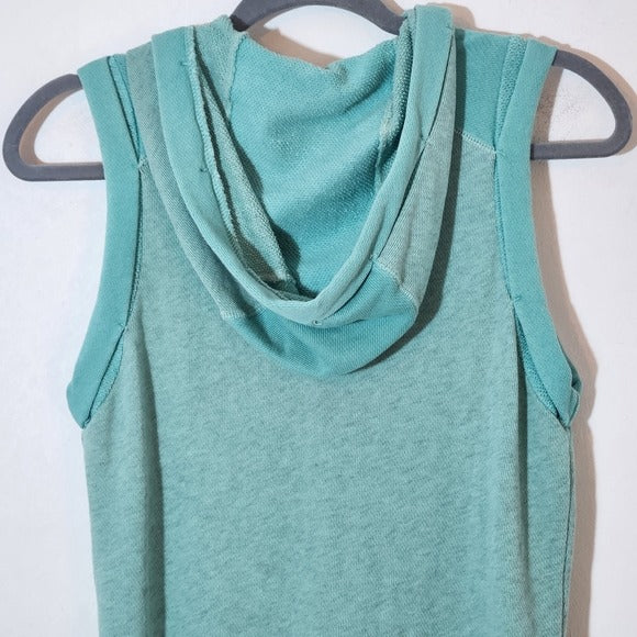 Mododoc Green Athleisure Zip-Front Hooded Vest Size Small