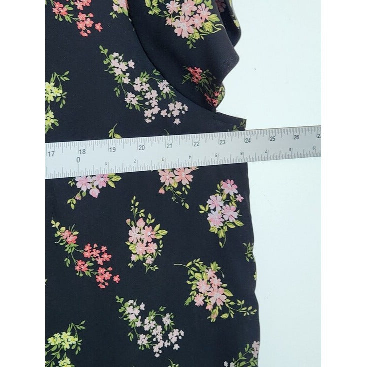 Papermoon Black and Pink Floral Print Blouse Size 2X
