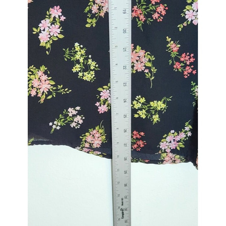 Papermoon Black and Pink Floral Print Blouse Size 2X