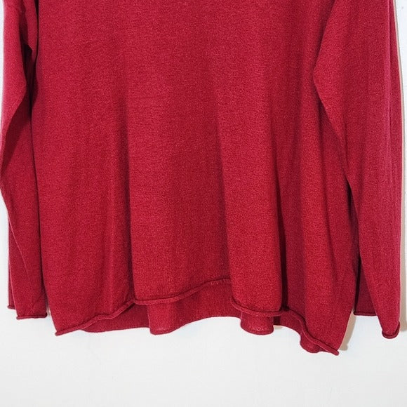 Eileen Fisher Dark Red Long Sleeve Knit Top Size XL