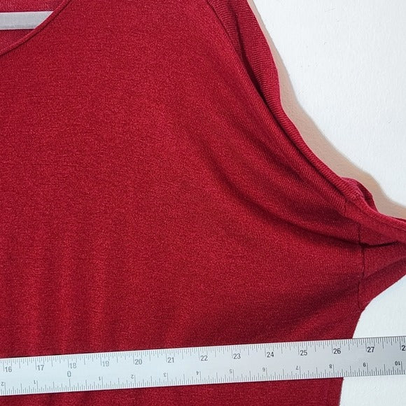 Eileen Fisher Dark Red Long Sleeve Knit Top Size XL