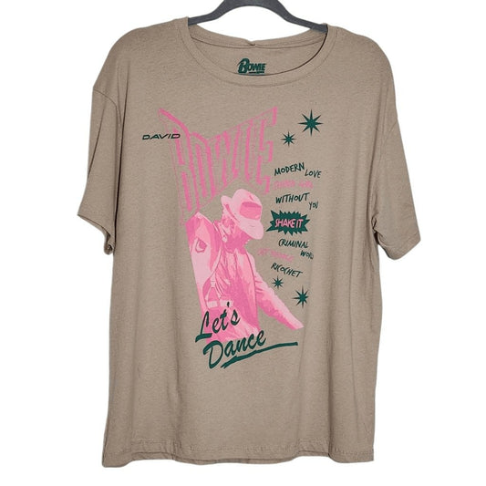 David Bowie T-Shirt NWT Size Large Tan Short Sleeve David Bowie Let's Dance Tee