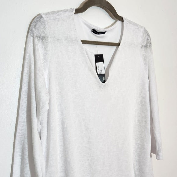 Nally & Millie White Slub Knit Tunic Tee Size XL NWT