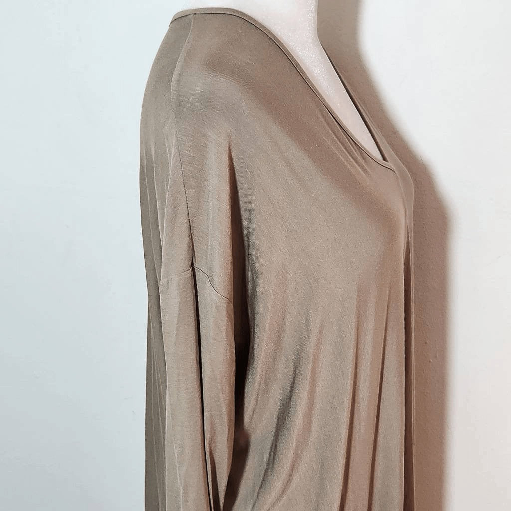 Joy Joy Taupe Oversized Tunic NWT Size XS Tan V-Neck Tunic