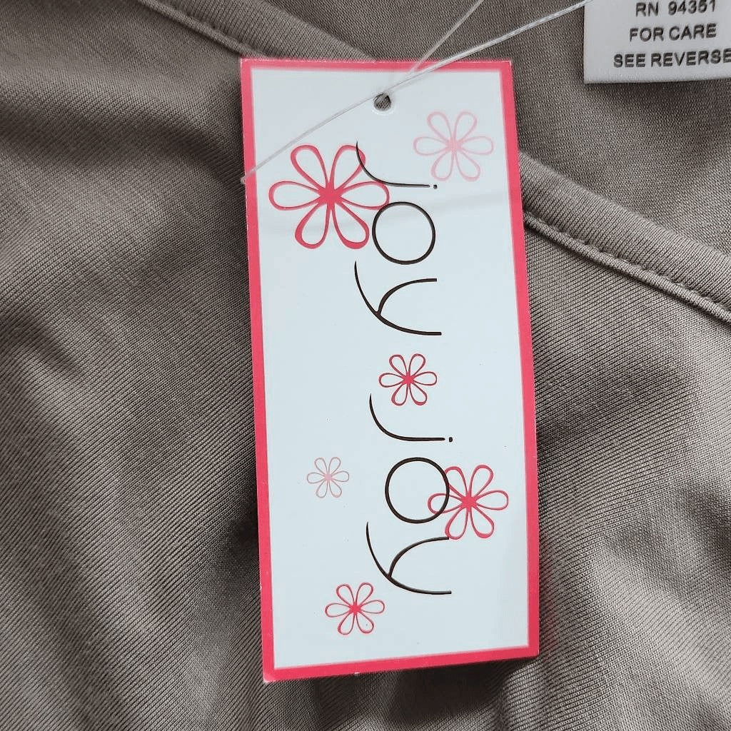 Joy Joy Taupe Oversized Tunic NWT Size XS Tan V-Neck Tunic