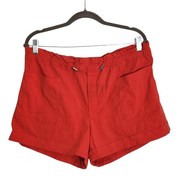 Athleta Red Trekkie Paper Bag Shorts Size 14