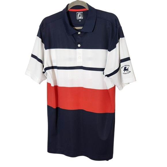 FootJoy Men's Navy, White, and Red Striped Polo Shirt Size Large