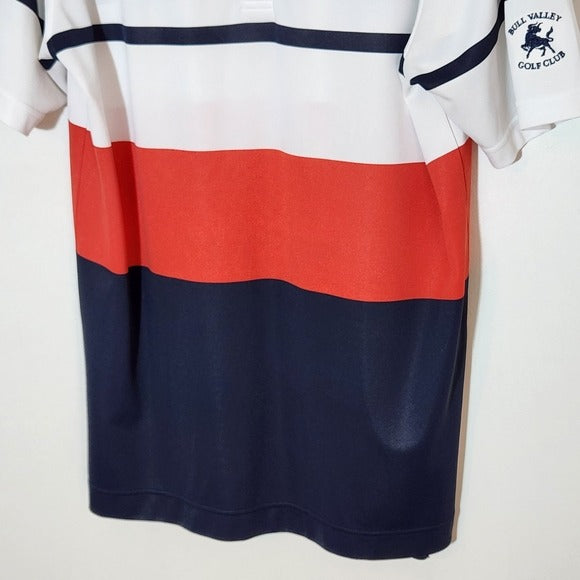 FootJoy Men's Navy, White, and Red Striped Polo Shirt Size Large