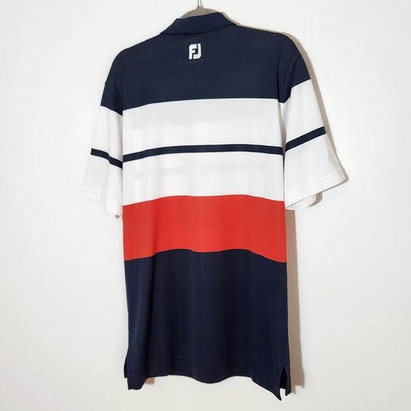 FootJoy Men's Navy, White, and Red Striped Polo Shirt Size Large