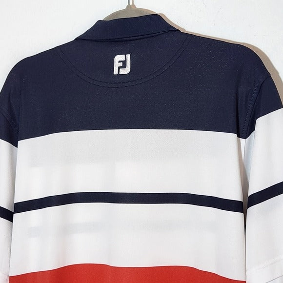 FootJoy Men's Navy, White, and Red Striped Polo Shirt Size Large