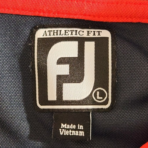 FootJoy Men's Navy, White, and Red Striped Polo Shirt Size Large