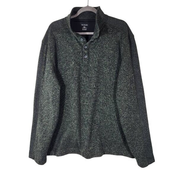 Van Heusen Dark Green Pullover Sweater Size XXL Preppy Button-Up Sweater
