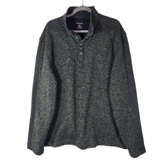 Van Heusen Dark Green Pullover Sweater Size XXL Preppy Button-Up Sweater