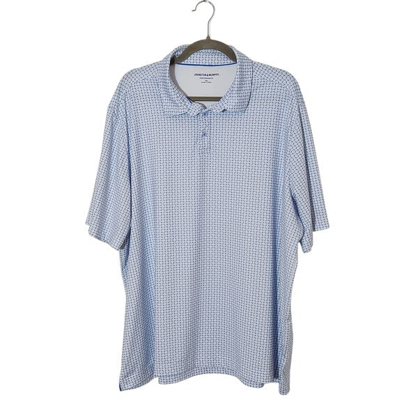 Johnston & Murphy Performance Blue and White Print Golf Polo Size 2X
