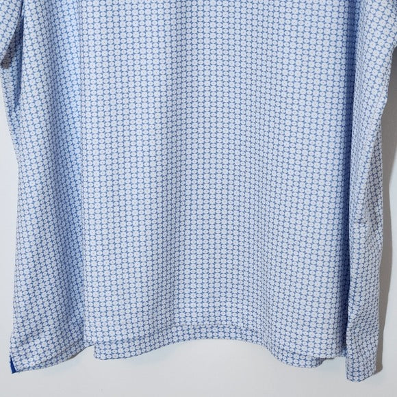 Johnston & Murphy Performance Blue and White Print Golf Polo Size 2X
