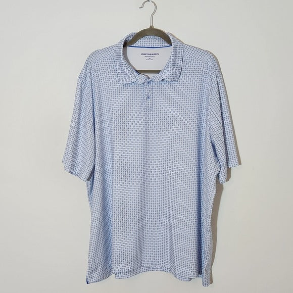 Johnston & Murphy Performance Blue and White Print Golf Polo Size 2X