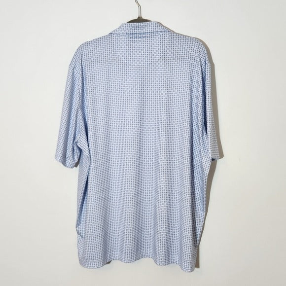 Johnston & Murphy Performance Blue and White Print Golf Polo Size 2X