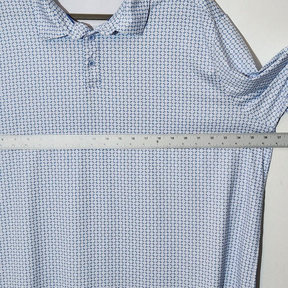 Johnston & Murphy Performance Blue and White Print Golf Polo Size 2X