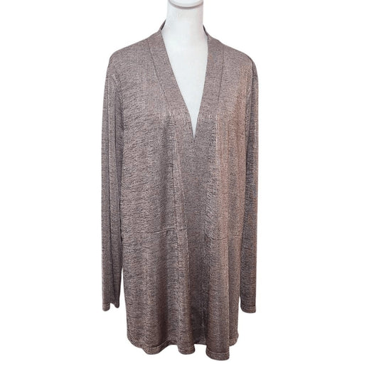 Susan Graver Metallic Pink Cardigan Size XL Susan Graver Pink Open Cardigan