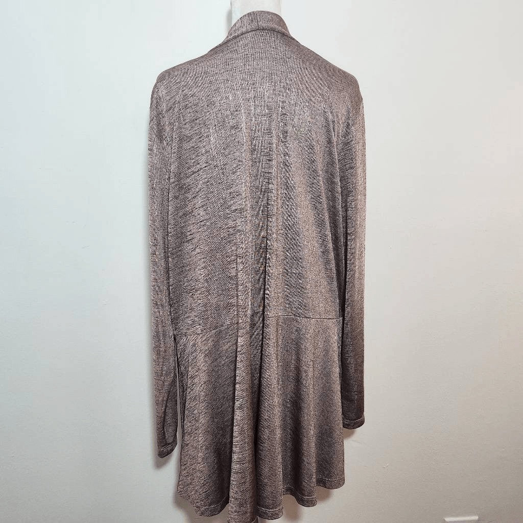 Susan Graver Metallic Pink Cardigan Size XL Susan Graver Pink Open Cardigan