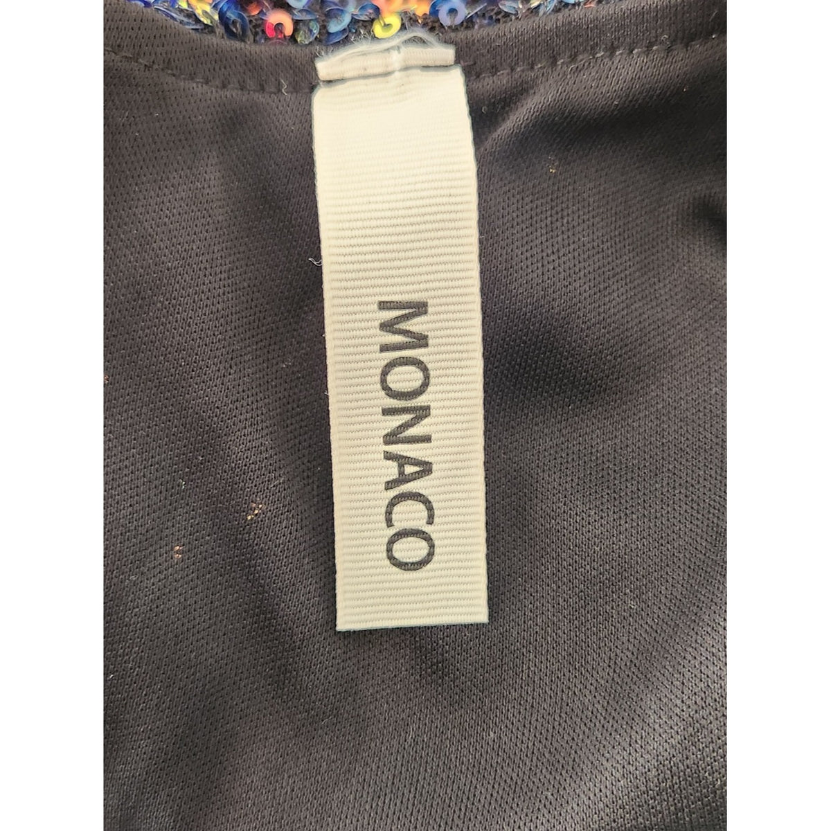 Monaco Multicolor Sequin Mini Cocktail Party Dress Strappy Back Size Medium