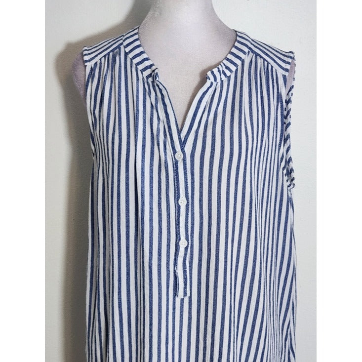 BeachLunchLounge Blue and White Striped Sleeveless Blouse Size Medium