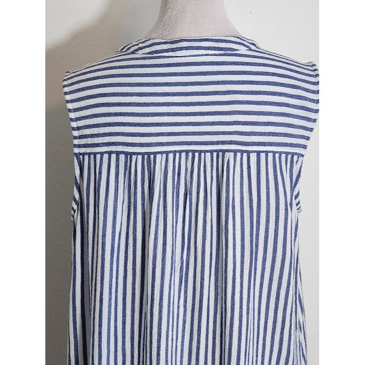 BeachLunchLounge Blue and White Striped Sleeveless Blouse Size Medium