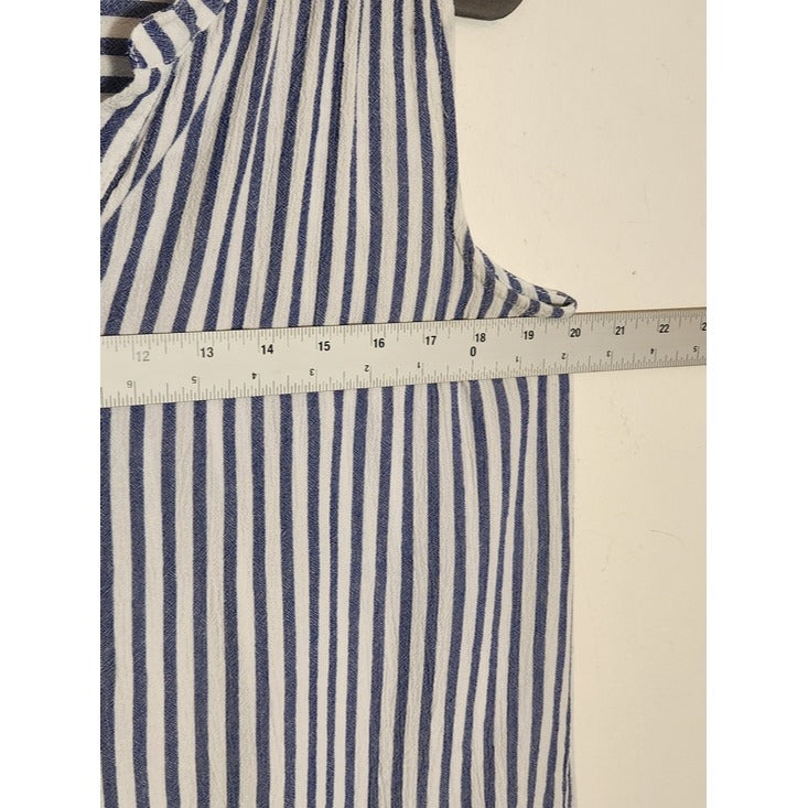 BeachLunchLounge Blue and White Striped Sleeveless Blouse Size Medium