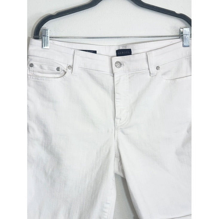Talbots Womens White Girlfriend Denim Bermuda Shorts Size 10