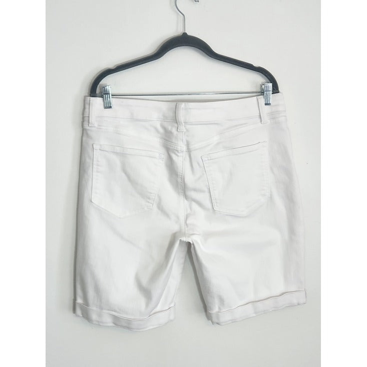 Talbots Womens White Girlfriend Denim Bermuda Shorts Size 10
