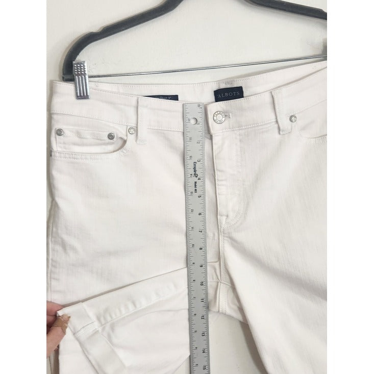 Talbots Womens White Girlfriend Denim Bermuda Shorts Size 10
