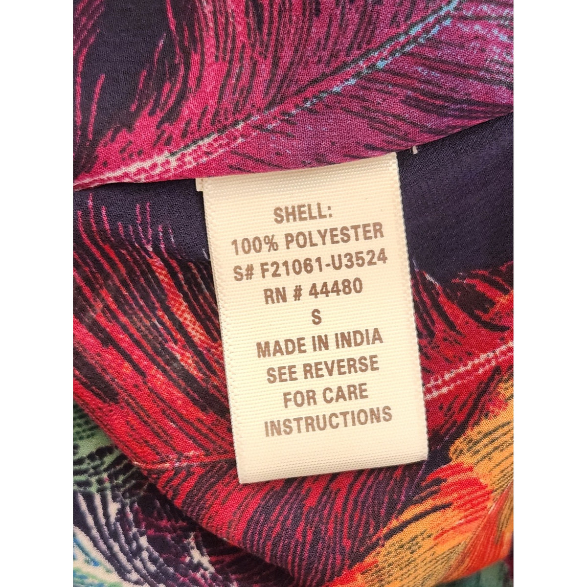 Love Fire Navy Multicolor Feather Print Poncho Blouse Boho Size Small