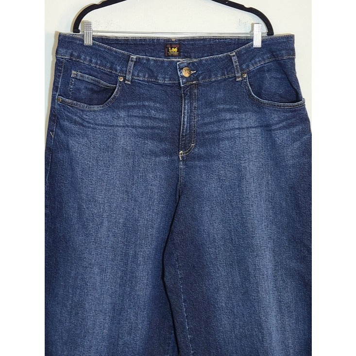 Lee Womens Dark Wash Wide Leg Jeans Size 20W Petite