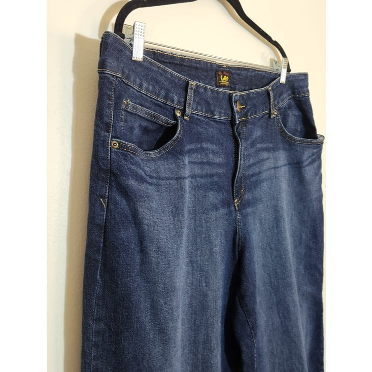 Lee Womens Dark Wash Wide Leg Jeans Size 20W Petite