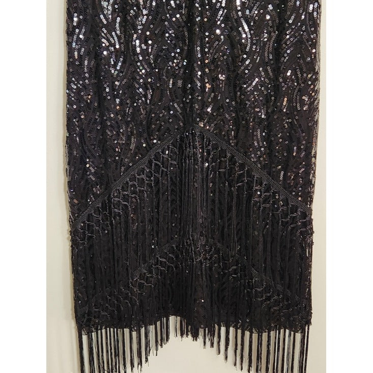 Babeyond 20s Retro Black Sequin Fringe Cocktail Dress Size 5XL NWT