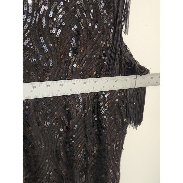 Babeyond 20s Retro Black Sequin Fringe Cocktail Dress Size 5XL NWT