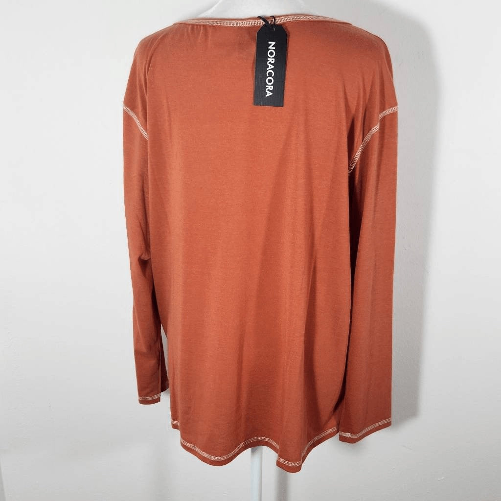 Noracora Orange Long Sleeve Tee with Dandelion Graphic Size Medium NWT
