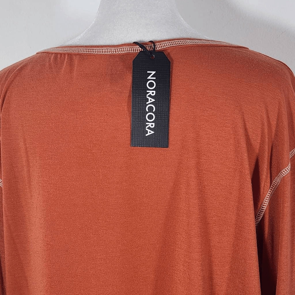 Noracora Orange Long Sleeve Tee with Dandelion Graphic Size Medium NWT