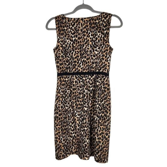 Loft Sleeveless Leopard Print Mini Sheath Dress Size 0 Leopard Print Dress