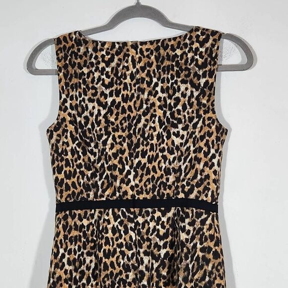 Loft Sleeveless Leopard Print Mini Sheath Dress Size 0 Leopard Print Dress